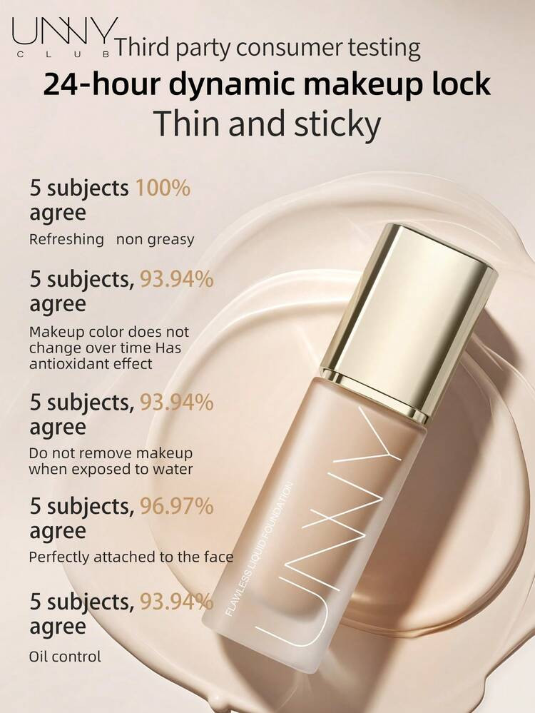 Unny Club 30g Super Stay Full Coverage Liquid Foundation, For Oil & Dry Combination Skin, 24H Locking Color, Natural Finish, Oil And Water Control, Active Wear Makeup, Transfer, Sweat & Water Resistant, Natural Color | SHEIN