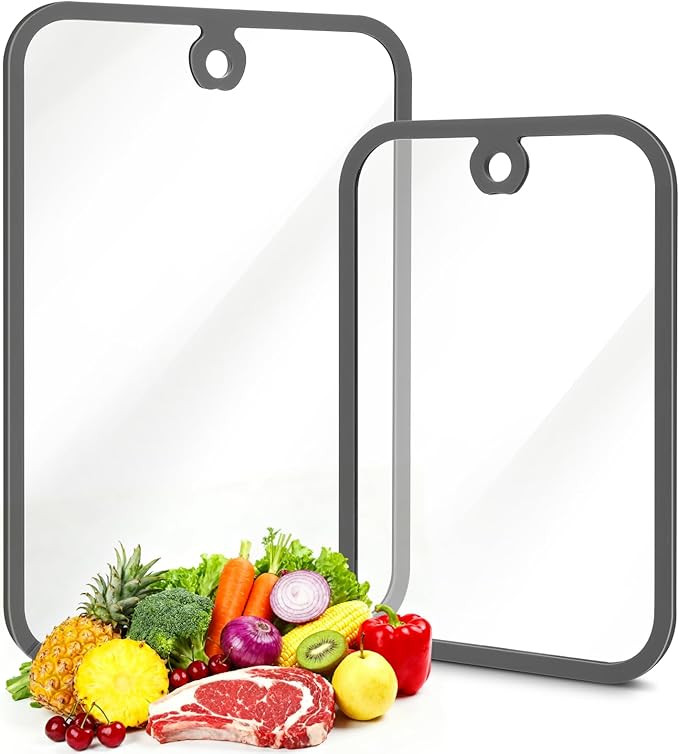 Glass Cutting Board for Kitchen Counter, WTXHOP 2 Size Tempered Glass Chopping Boards Set 8x12 an... | Amazon (US)