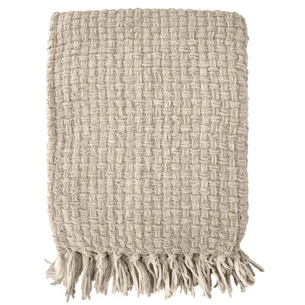 Fabstyles Chenille Basket Weave Polyester Throw Blanket - 50x60 - Beige | Bed Bath & Beyond