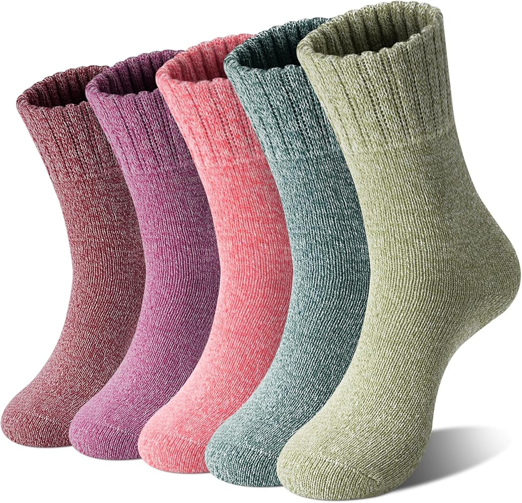 Loritta Wool Socks for Women Warm Winter Socks Knit Crew Calf Hiking Boot Sock Stocking Stuffers ... | Amazon (US)