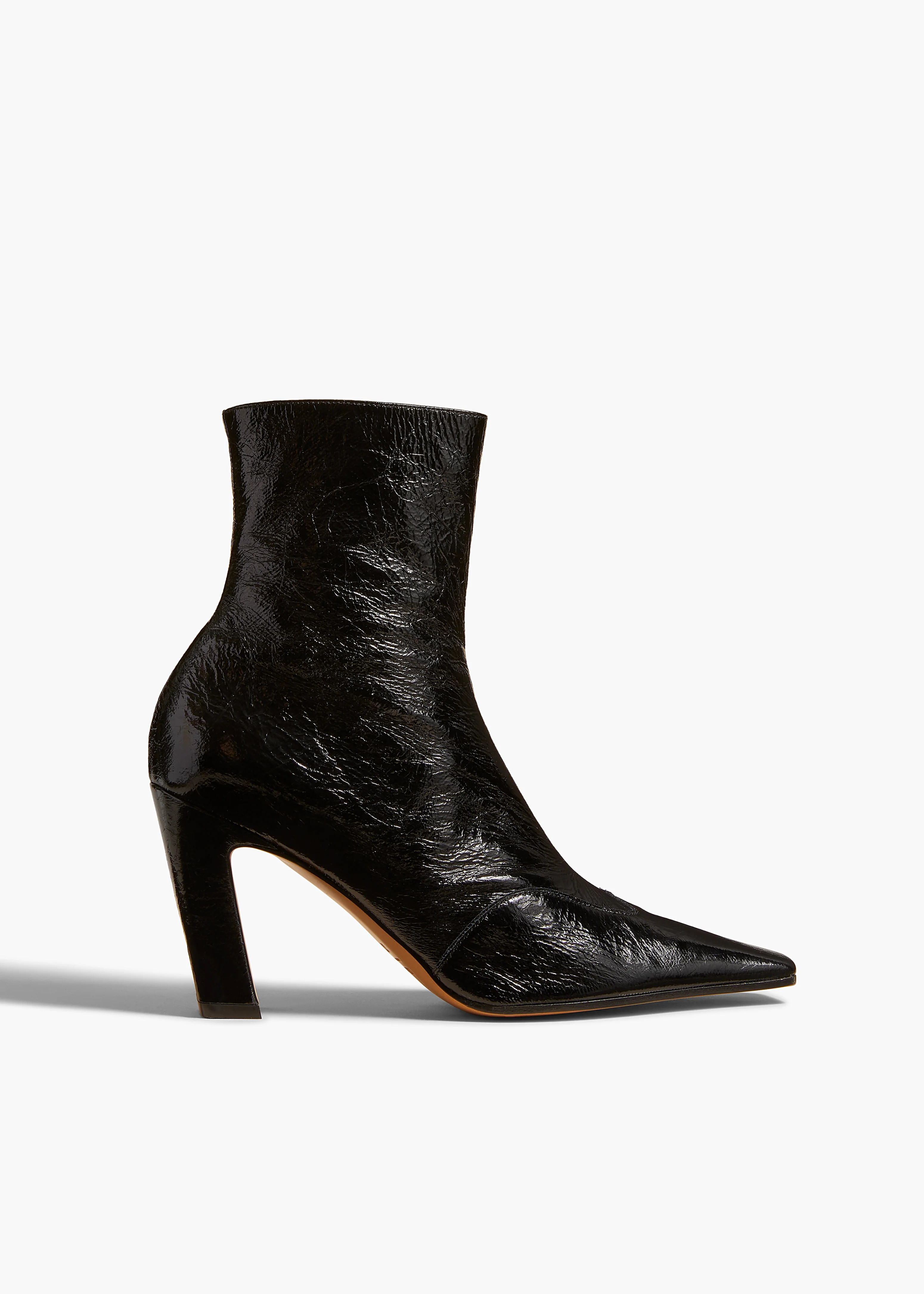 Nevada Stretch High Boot in Black Crinkled Leather | Khaite