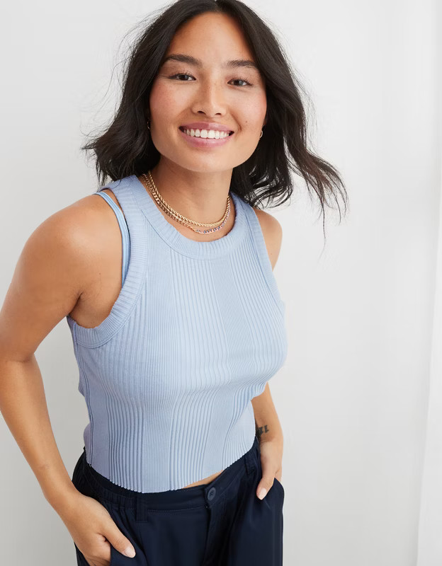 Aerie Textured Free Spirit Ribbed Tank Top | Aerie
