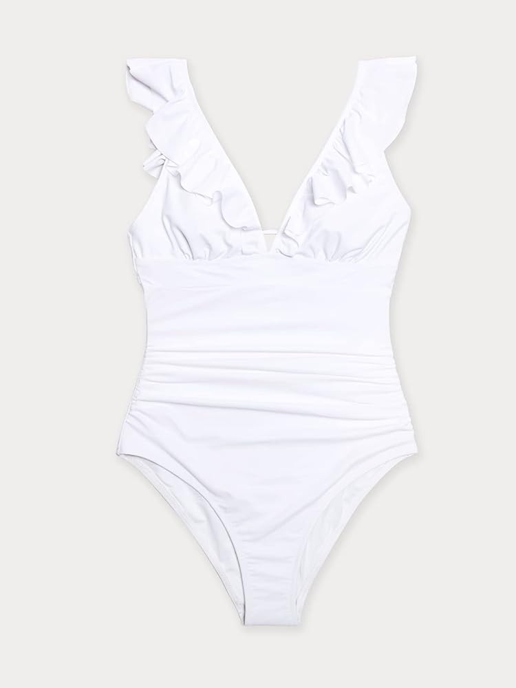 CUPSHE Women's V Neck One Piece Swimsuit Ruffled Lace Up Monokini | Amazon (US)
