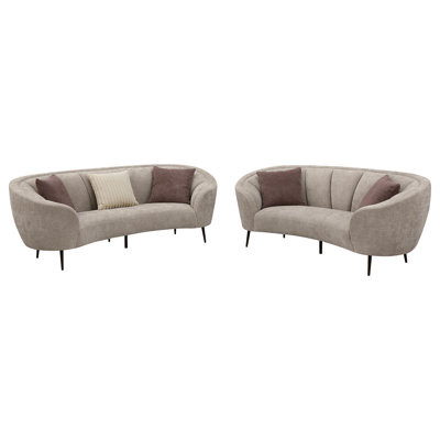 Mykle 2-Piece Upholstered Curved Sofa Set Beige | Wayfair North America