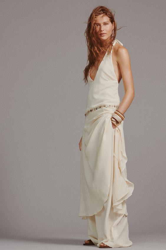 BEADED HALTER MIDI DRESS | Zara UK