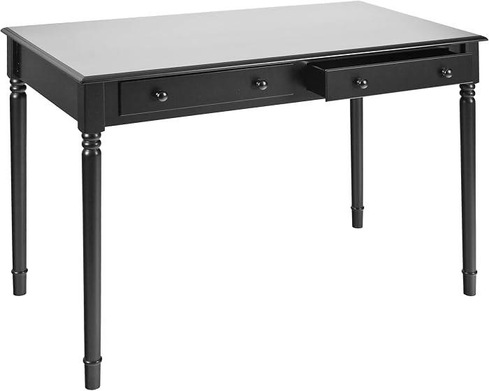 SEI Furniture Janice 2-Drawer Slim Profile Writing Desk, Satin Black | Amazon (US)