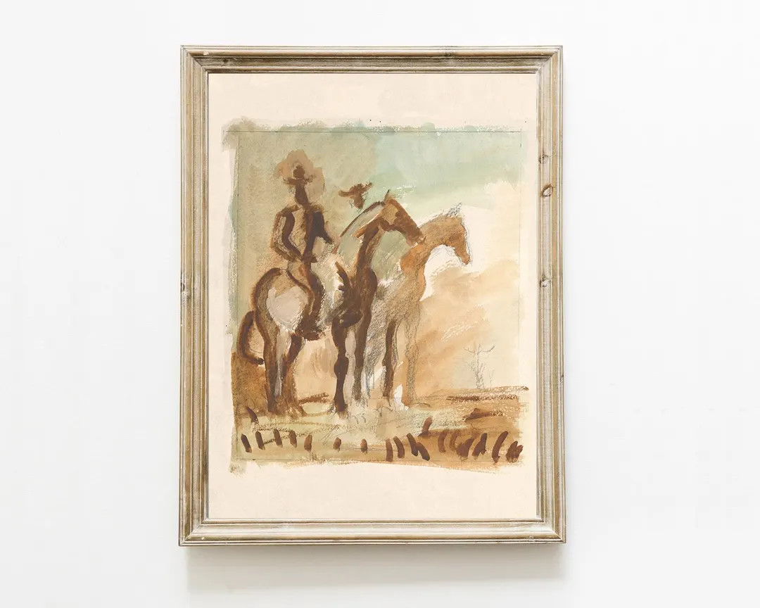 Printable Cowboy Horse Watercolor Painting Cowboy Desert Rancher Abstract Painting Vintage Retro ... | Etsy (US)