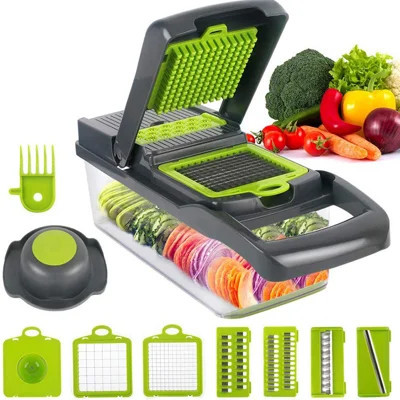 15-in-1 Veggie Chopper With Container – Multi-function Kitchen Tool, 8 Blades, Food Slicer, Dicer & Cutter For Onion, Tomato, Lemon Squeezer | Wayfair North America