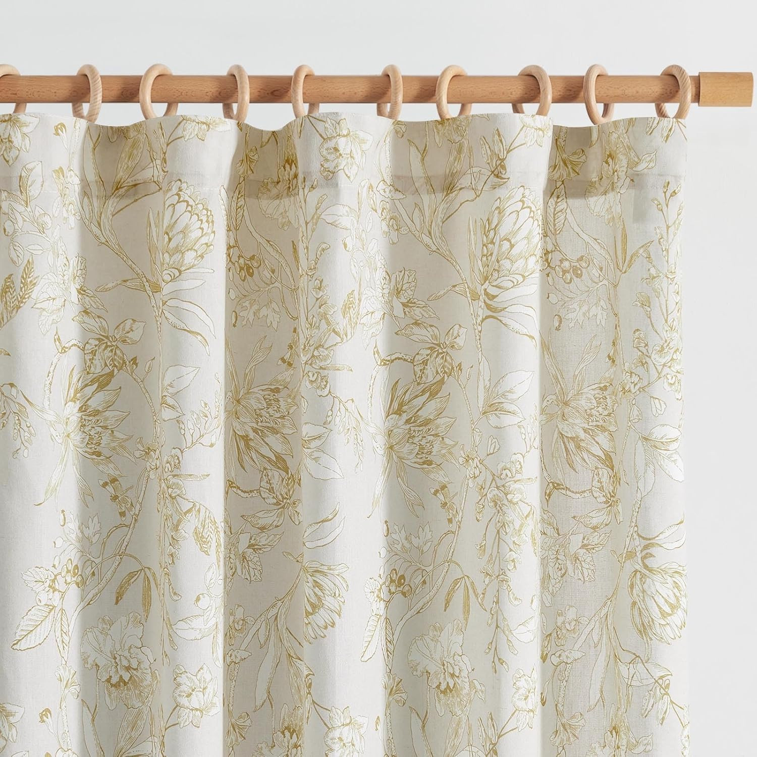 jinchan Floral Curtains 96 Inches Long Mustard Yellow Flower Linen Farmhouse Curtain for Living R... | Amazon (US)