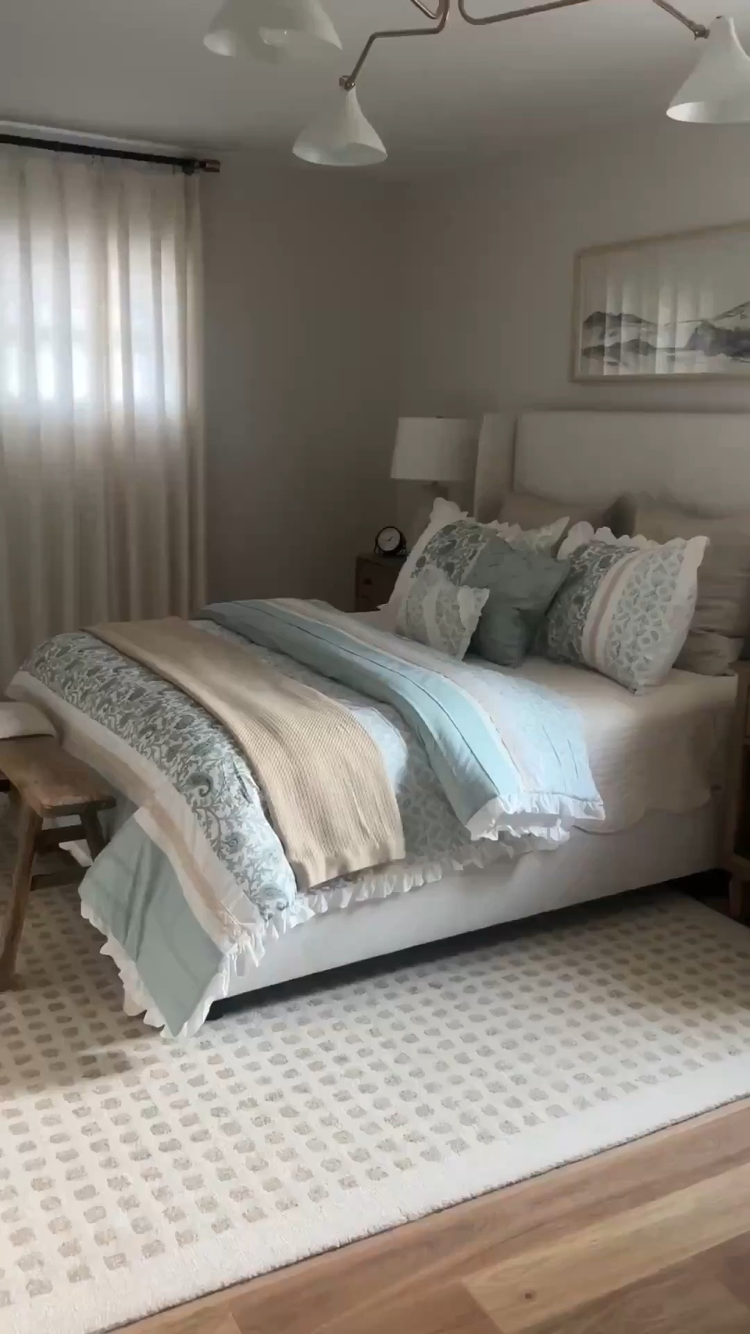 Bedroom decor, Tilly bed, bedroom rug, nightstands, bedding, home decor ideas #bedroom