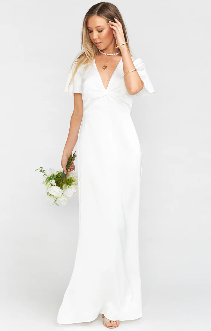 Rome Twist Gown ~ Ivory Luxe Satin | Show Me Your Mumu
