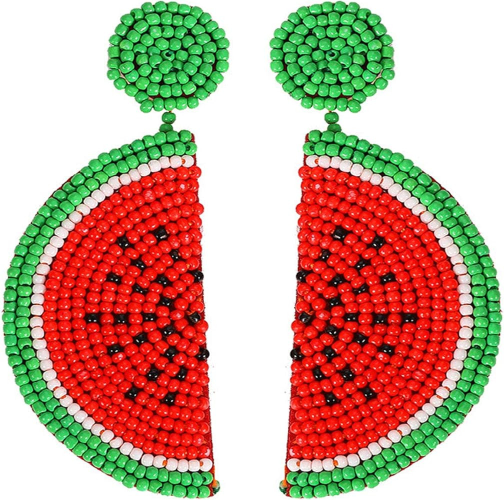 idealway Statement Dangle Fruit Earrings - Fashion Cute Pineapple Orange Watermelon Cherry Beaded Fr | Amazon (US)