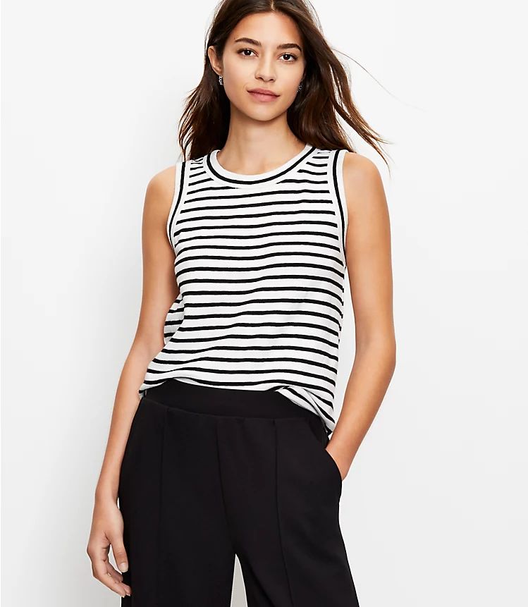 Striped Relaxed Crew Neck Tank | LOFT