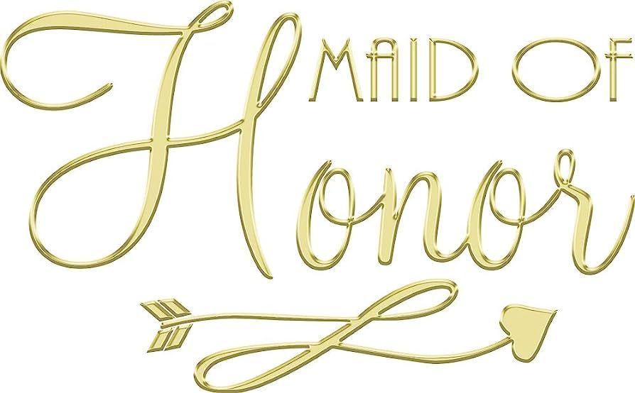 Maid of Honor - Bachelorette Heat Transfer Iron on Stencils for Wedding (Gold Foil (Mirror Look)) | Amazon (US)