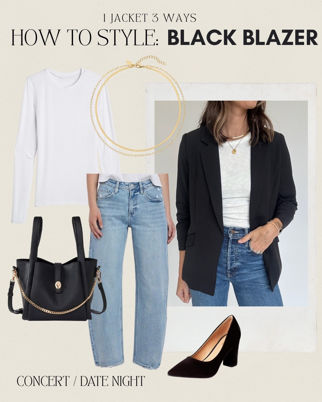 1 Jacket, 3 Ways: Our Black Blazer from shopteddyrose.com — styled for a concert / date night!