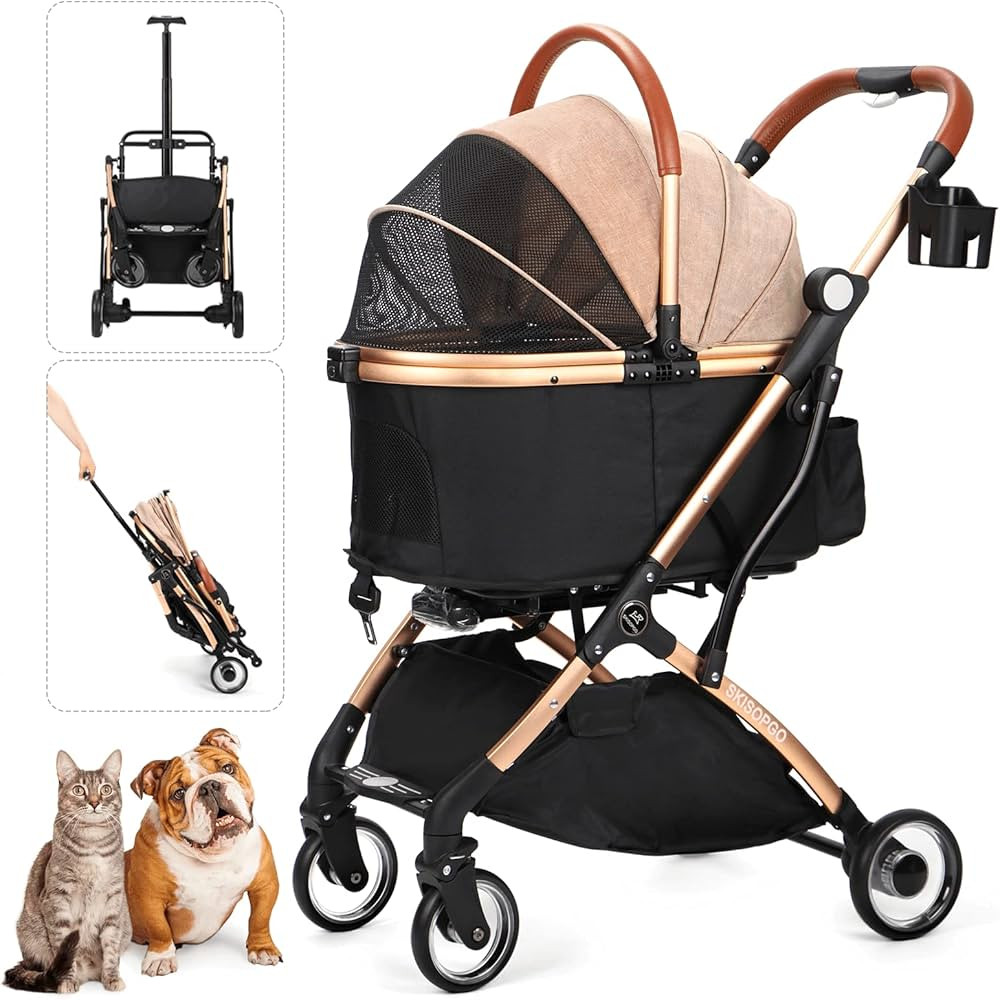 SKISOPGO 3 in 1 Foldable Pet Stroller for Small Medium Dogs Cats, No-Zip Dog Stroller with Detach... | Amazon (US)