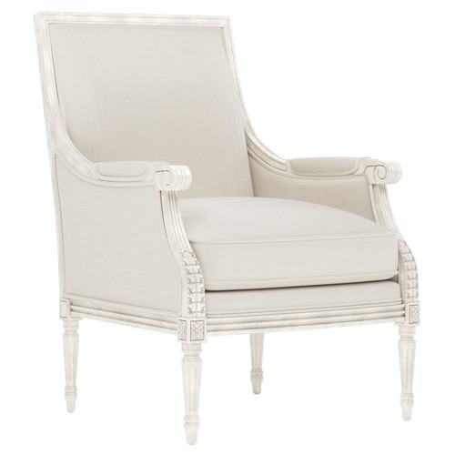 Juliette Fog Performance Vintage White Bergere Chair | Kathy Kuo Home