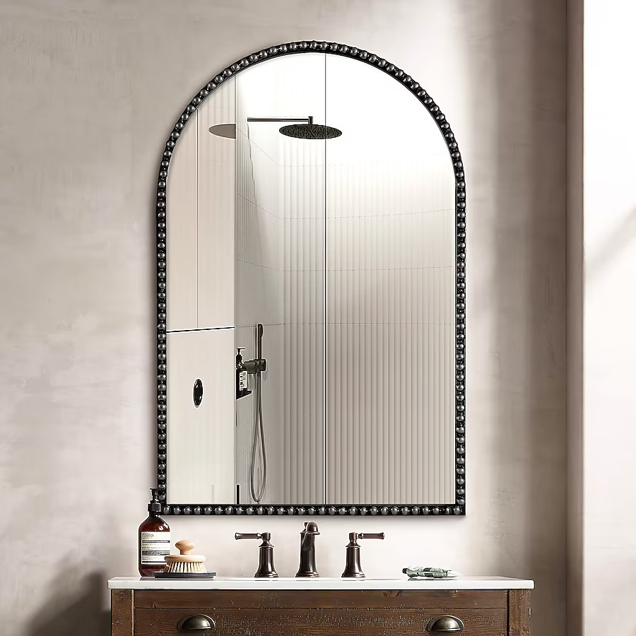 Dovelina 24-Inches W x 36.0-Inches H Arch Black Framed Wall Mirror Lowes.com | Lowe's