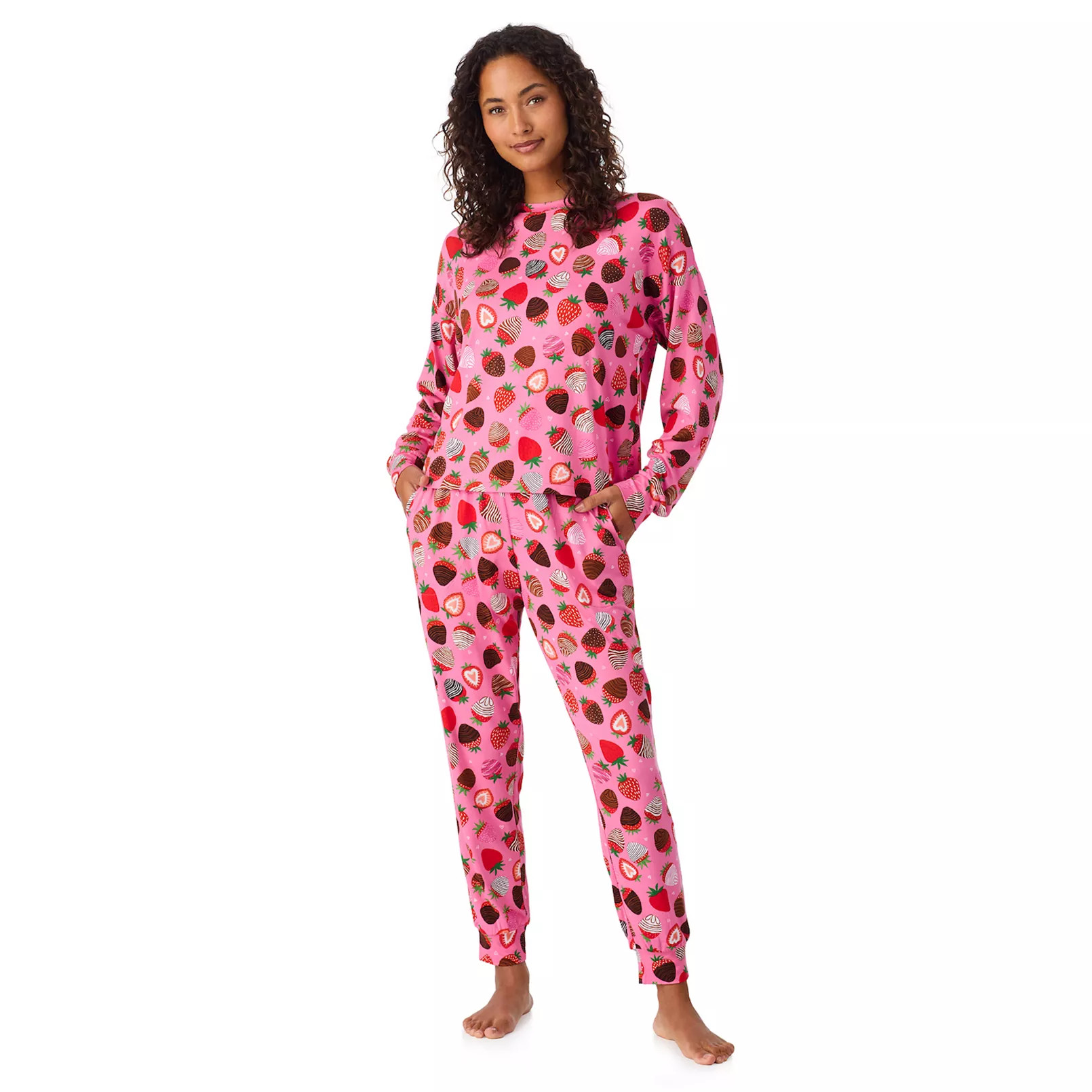 Women's Beauty Sleep Social Madison Long Sleeve Pajama Top & Pajama Joggers Set | Kohl's