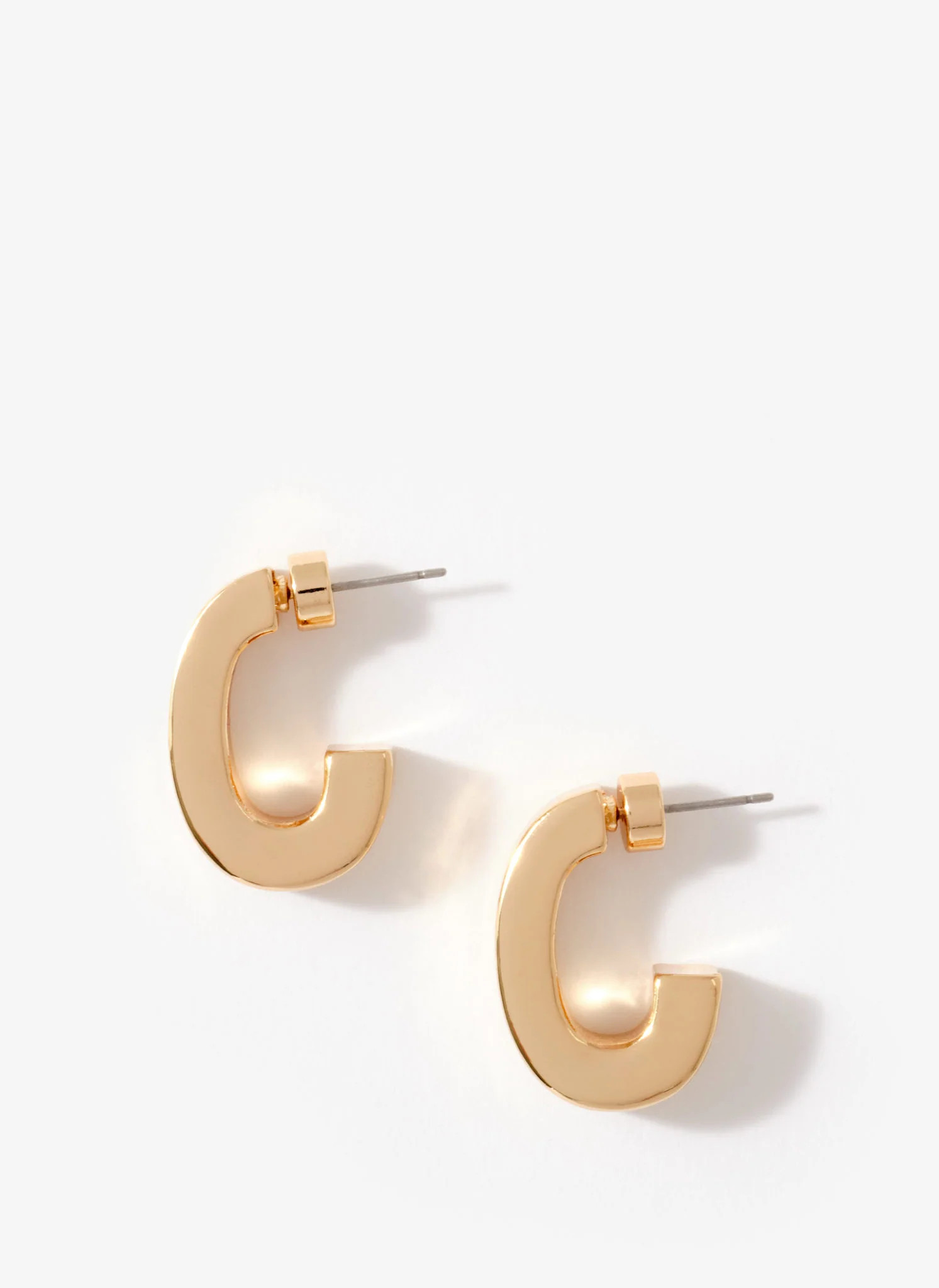Gold Tone Curved Earrings | Mint Velvet