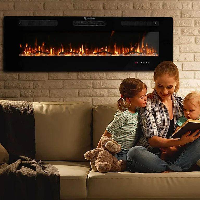 Electric Fireplace, 60 inch Recessed Wall Heater with Remote Control Timer, Adjustable 10 LED Fla... | Walmart (US)