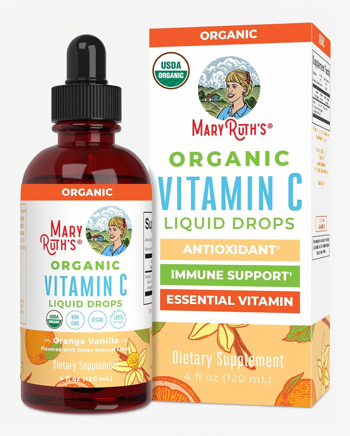 MaryRuth Organics Organic Vitamin C Supplement | Liquid Vitamin C Liquid Drops for Adults & Kids | Immune Support Supplement for Overall Health | Vegan | Non-GMO | Gluten Free | 4 Fl Oz | Amazon (US)