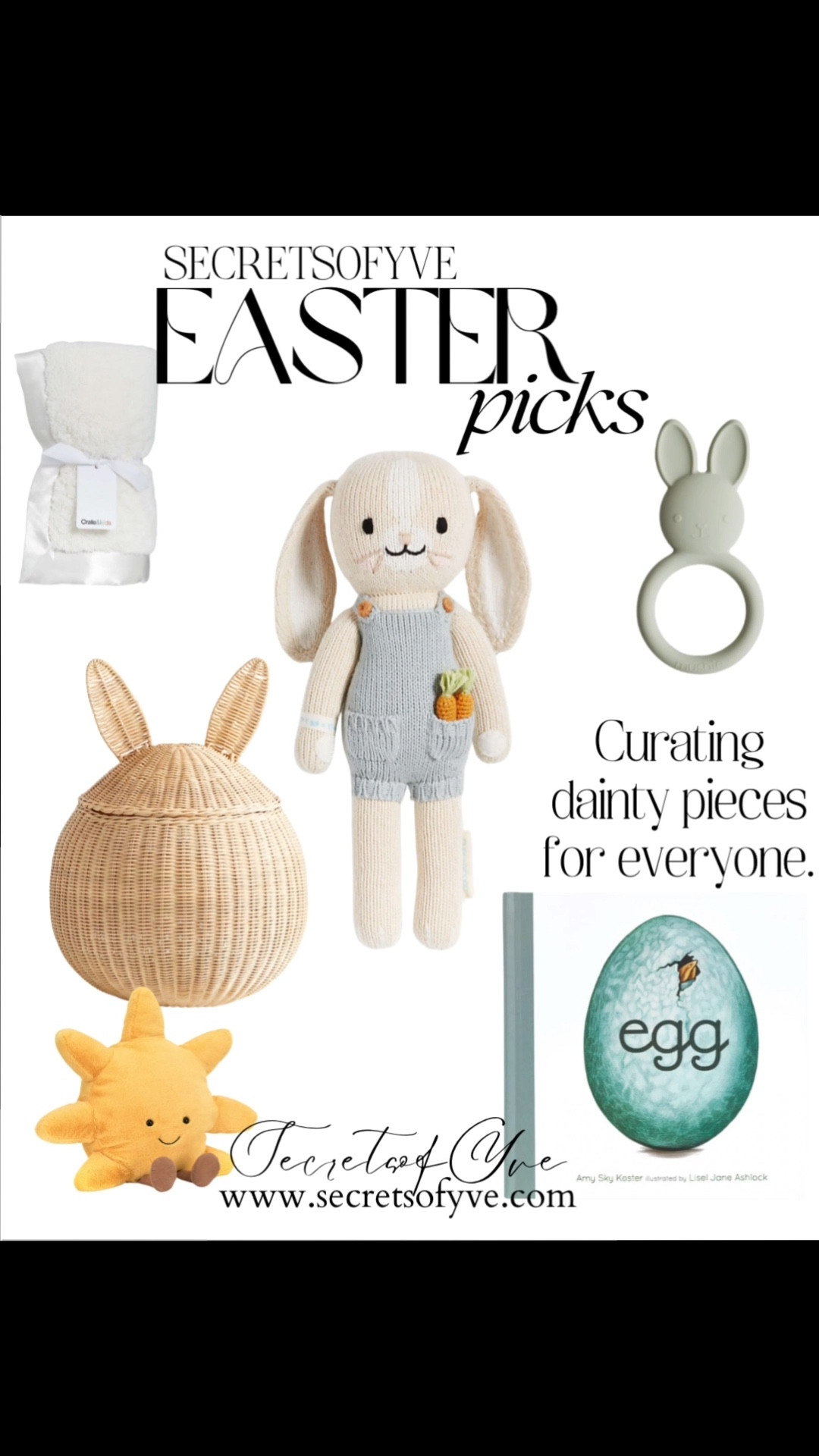 Secretsofyve: Easter basket ideas. Cute Easter selections. Gift ideas. Curating Easter 🐣 picks for you early. 
#Secretsofyve #ltkgiftguide
Always humbled & thankful to have you here.. @crate&barrel
CEO: PATESI Global & PATESIfoundation.org
 @secretsofyve : where beautiful meets practical, comfy meets style, affordable meets glam with a splash of splurge every now and then. I do LOVE a good sale and combining codes! #ltkstyletip #ltksalealert #ltkbaby #ltku #ltkfindsunder100 #ltkfindsunder50 #ltkvlog secretsofyve

#LTKKids #LTKHome #LTKSeasonal