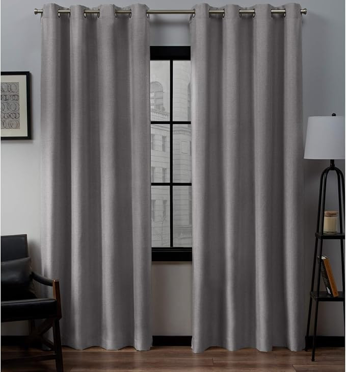 Exclusive Home Curtains Loha Linen Grommet Top Curtain Panel Pair, 54x108, Dove Grey | Amazon (US)