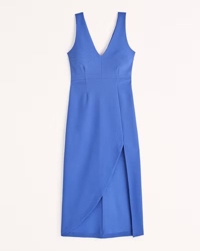 Plunge V-Neck Midi Dress | Abercrombie & Fitch (US)