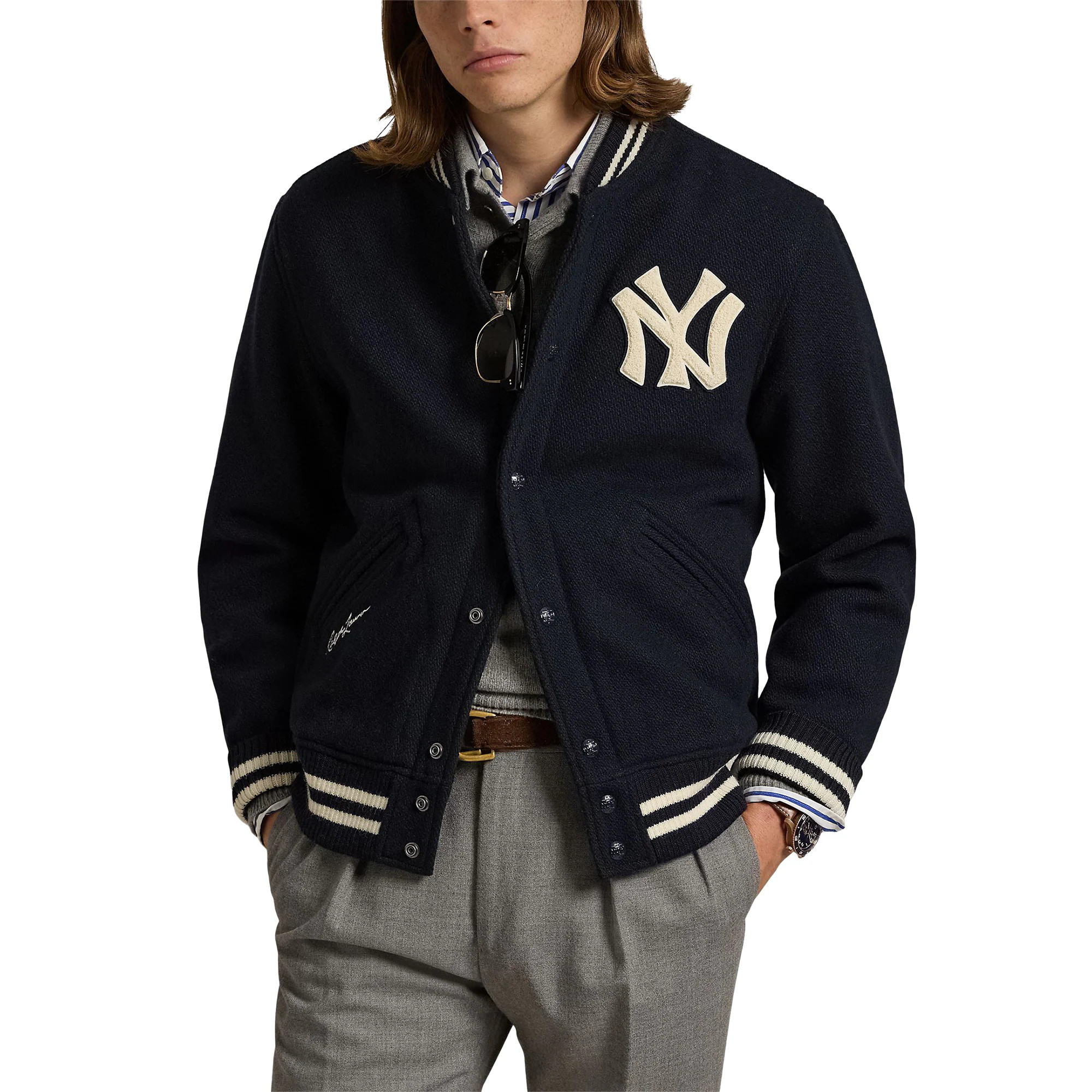 Yankees Polo Ralph Lauren Navy Lined Full-Snap Bomber Jacket | MLB Shop