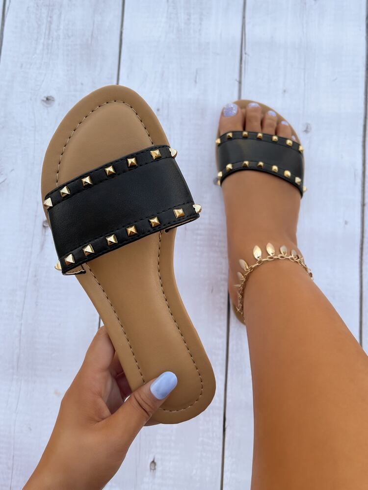 Spiked Decor Slide Sandals | SHEIN