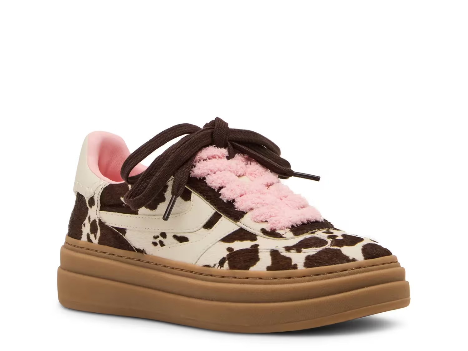 Steve Madden Dodge Sneaker | Women's | White/Brown Cow Print | Size 5.5 | Sneakers | DSW