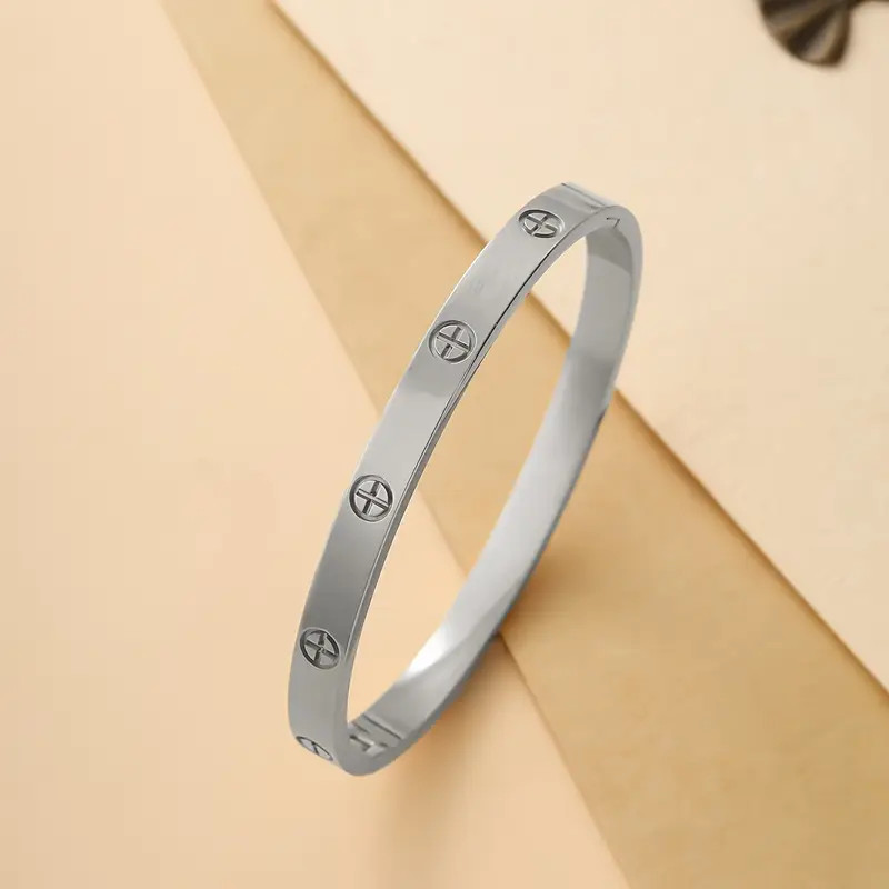 Luxury Exquisite Stainless Steel Bangle Bracelet Simple - Temu Canada | Temu Affiliate Program