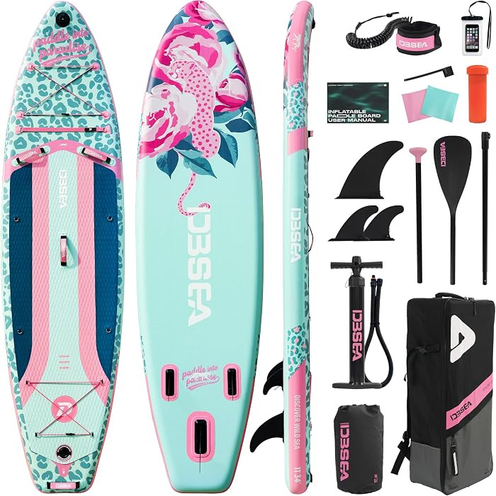 8'/8'6"/11' Extra Wide Inflatable Paddle Board with Accessories, Stand Up Paddle Board for Adults, Kids & Beginners, Stable Inflatable SUP for Yoga, Fishing & Touring | Amazon (US)