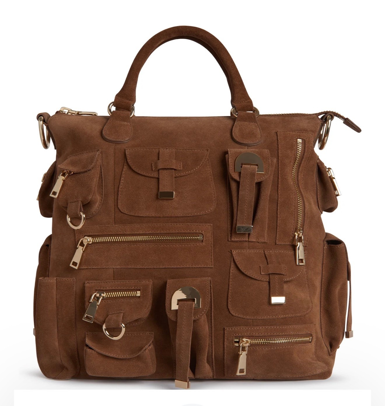  Cynthia Rowley SUEDE CARGO POCKET BAG

Brown Suede Cargo Pocket Top Handle Bag
Functional all over cargo pockets with polished gold-tone hardware 
Soft suede exterior in chestnut brown

#LTKootd #LTKWorkwear #LTKTravel