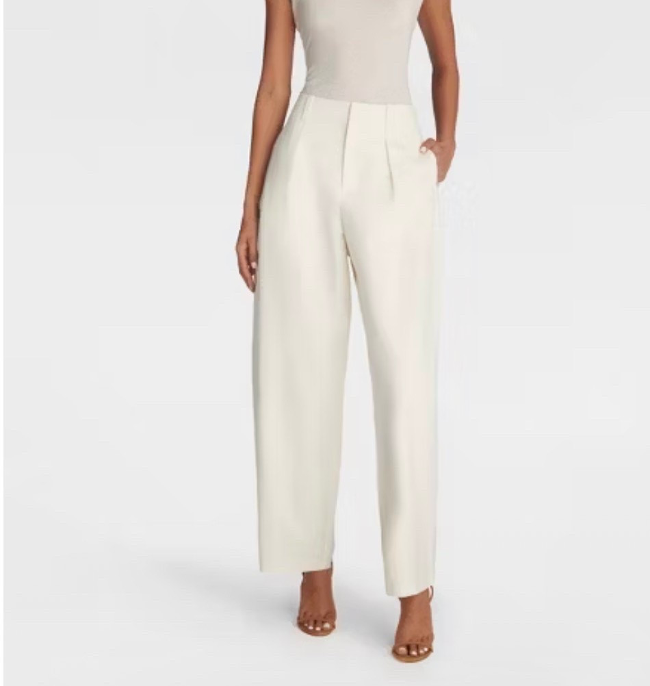 KBB by KAHLANA Women's 'The Mid-Rise Barrel Leg Trousers' - Cream 8