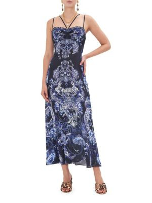 Camilla Strappy Floral Midi Dress on SALE | Saks OFF 5TH | Saks Fifth Avenue OFF 5TH