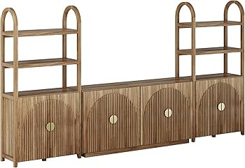 BELLEZE 3-Piece Arched TV Stand Entertainment Center with Storage, Mid Century Modern 2-Piece 72... | Amazon (US)