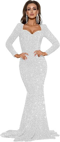 Loyeloy Mermaid Long Sleeve Prom Dresses for Women 2024 Sparkly Sequins Sweetheart Formal Evening... | Amazon (US)