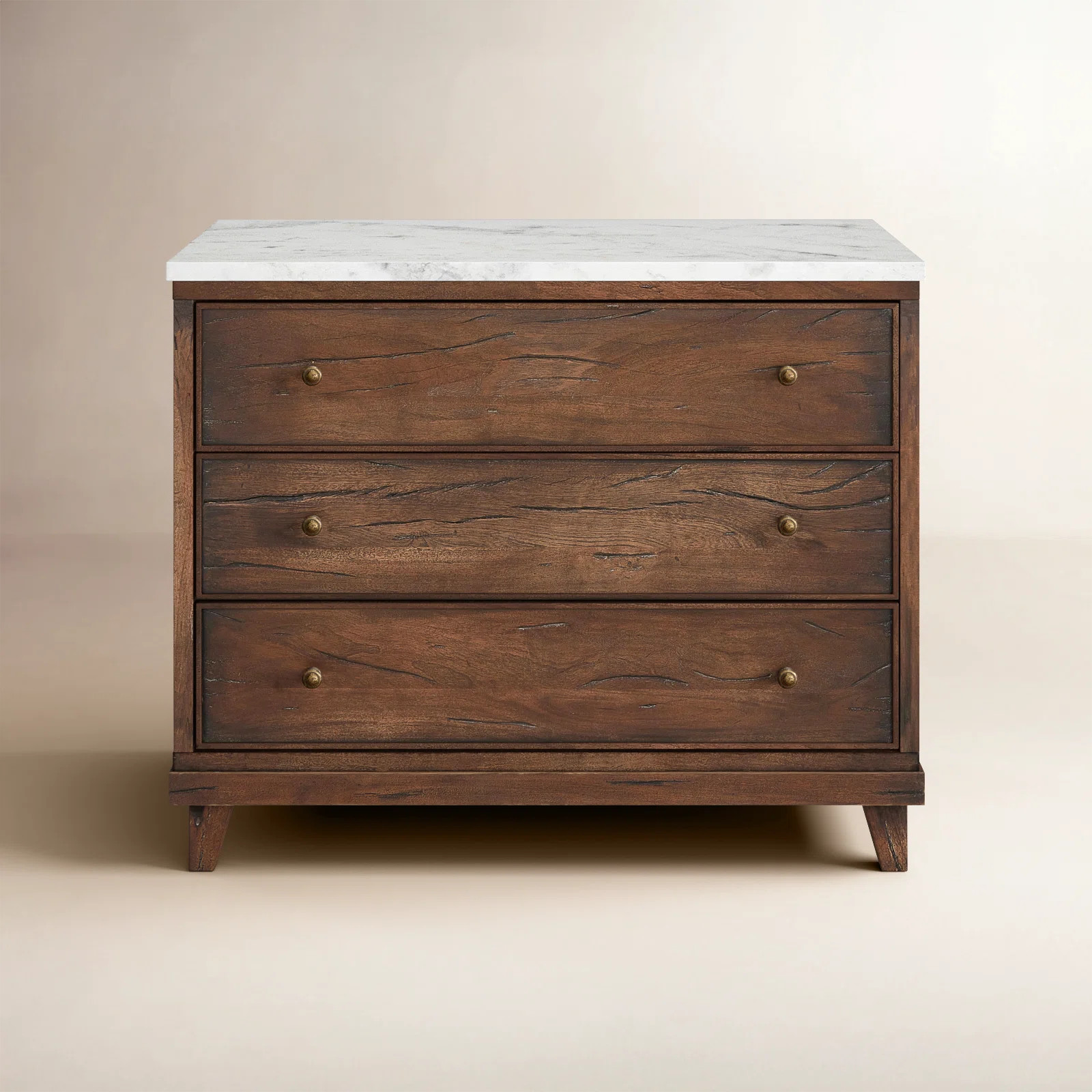 Elson 3 Drawer Marble Nightstand | Wayfair North America