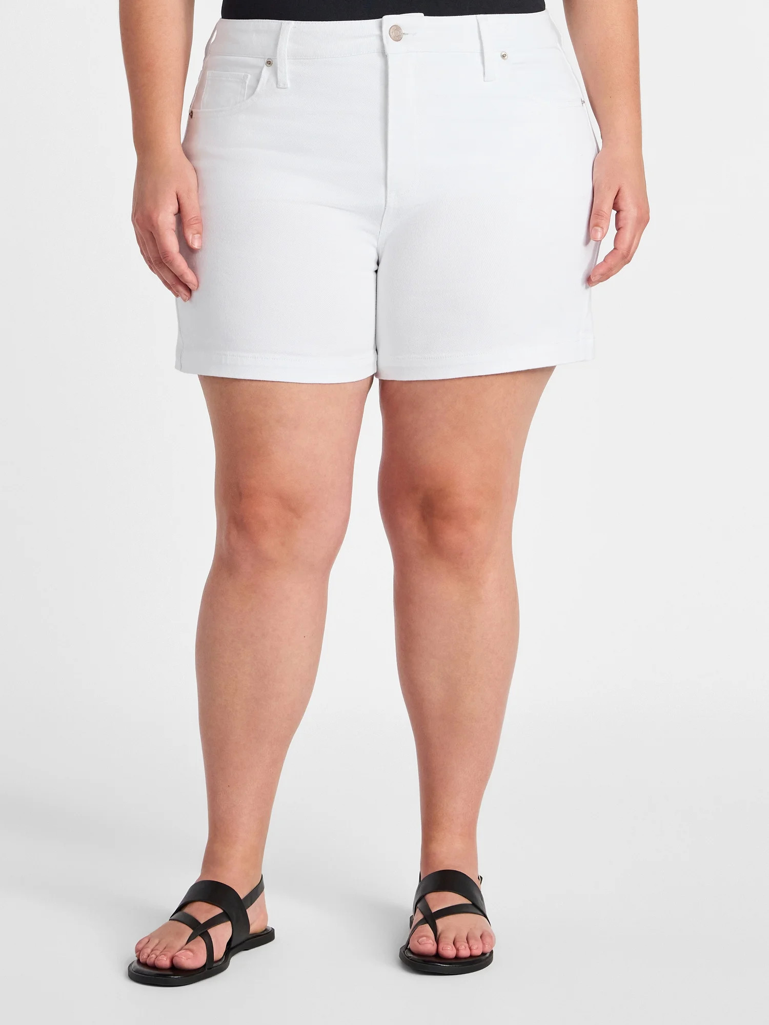 Terra & Sky Women's Plus High Rise A-Line Denim Shorts, 5" Inseam, Sizes 16W-26W | Walmart (US)