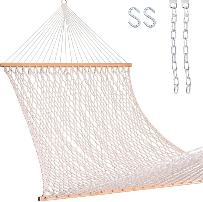 Lazy Daze 13FT Double Rope Hammocks, Traditional Hand Woven Cotton Hammock with Hardwood Spreader... | Amazon (US)