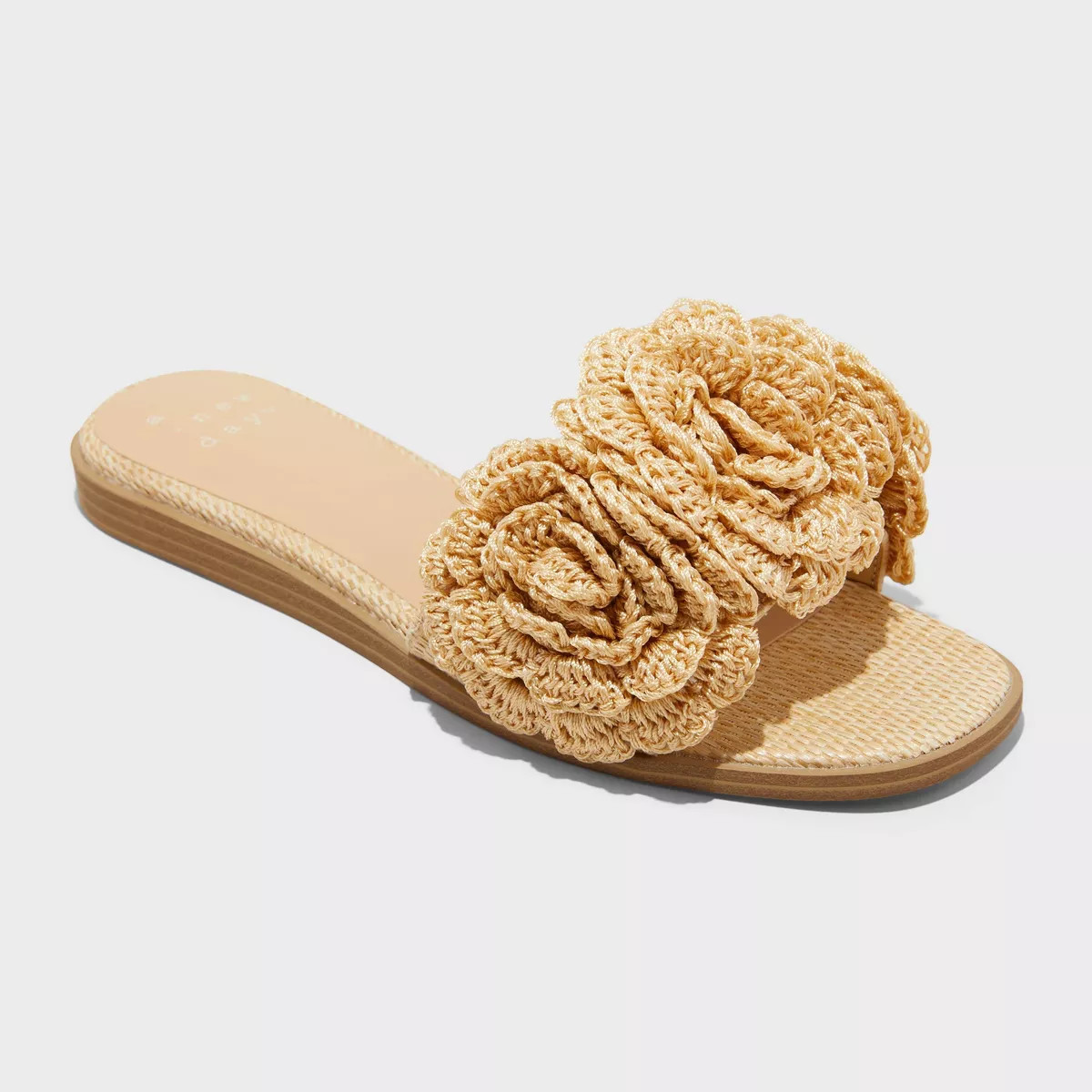 Women's Coco Raffia Flower Slide Sandals - A New Day™ Tan 6 | Target