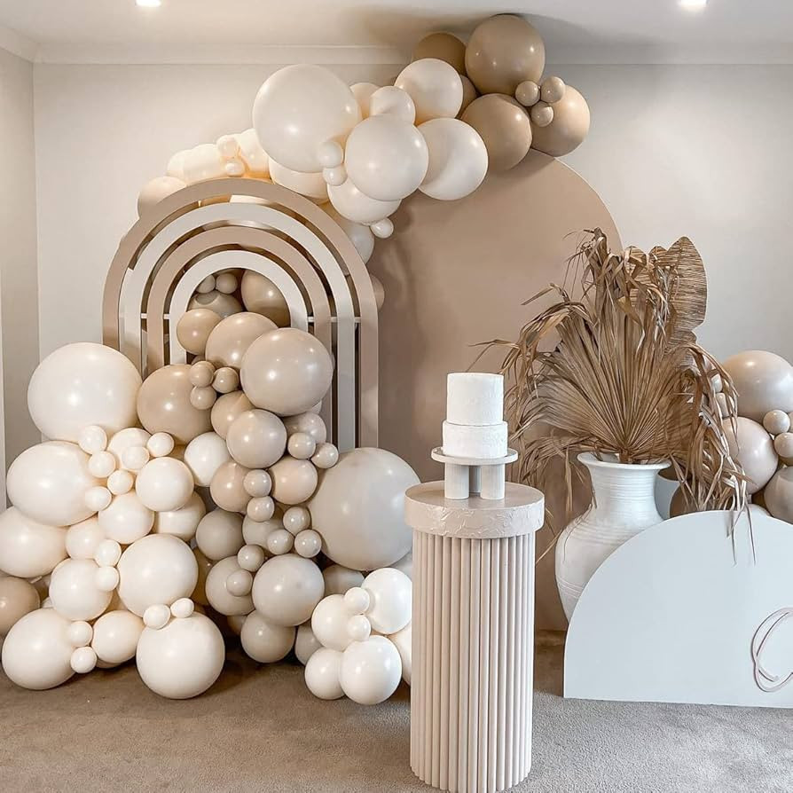 Nude Neutral Balloon Garland Arch Kit-119Pcs Tan Beige Double Stuffed Balloons White Sand Cream f... | Amazon (US)