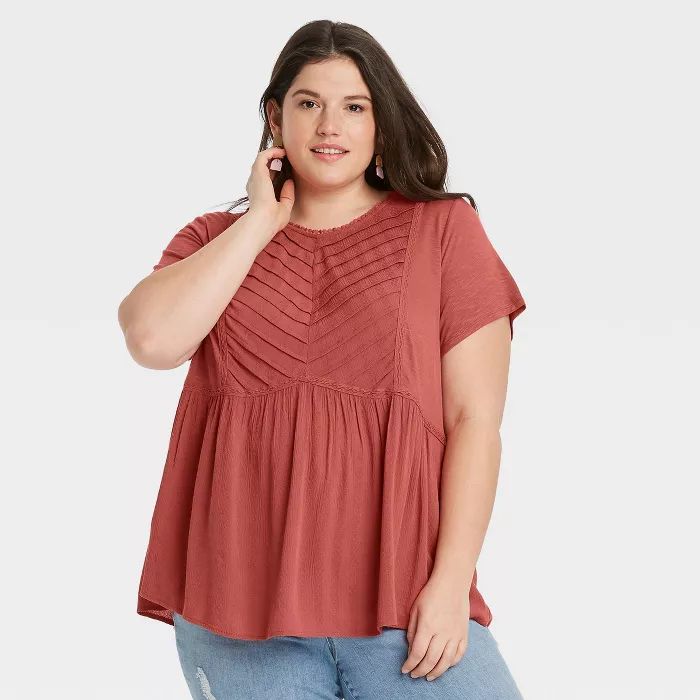 Women's Short Sleeve Pleat Detail Knit Top - Knox Rose™ | Target