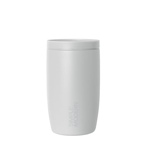 Simple Modern Travel Coffee Mug Tumbler with 360° Lid | Ceramic-Lined Insulated Stainless Steel Cold Brew Iced Coffee Cup | Gifts for Women Men Her Him | Voyager Signature | 12oz | Ice Gray | Amazon (US)