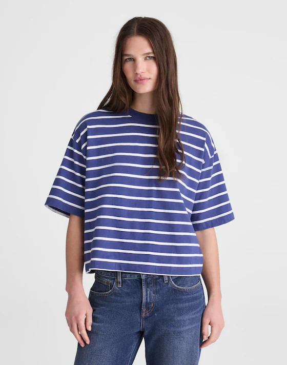 The Boxy Crop Tee in Allday Jersey | Madewell