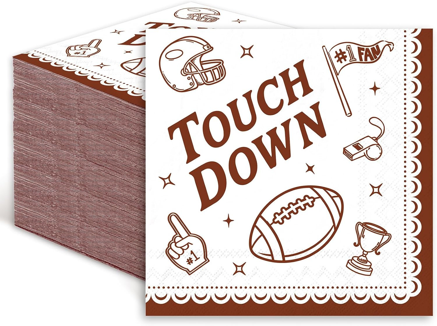 FYSUIMU 50 Pcs Football Cocktail Napkin, Rugby Touch Down, 3 Ply | Amazon (US)