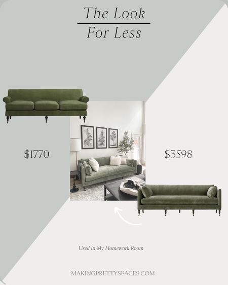 Shop this look for less! 
Green sofa, Wayfair, lulu & Georgia, velvet sofa, family room, great room

#LTKhome #LTKsalealert #LTKstyletip