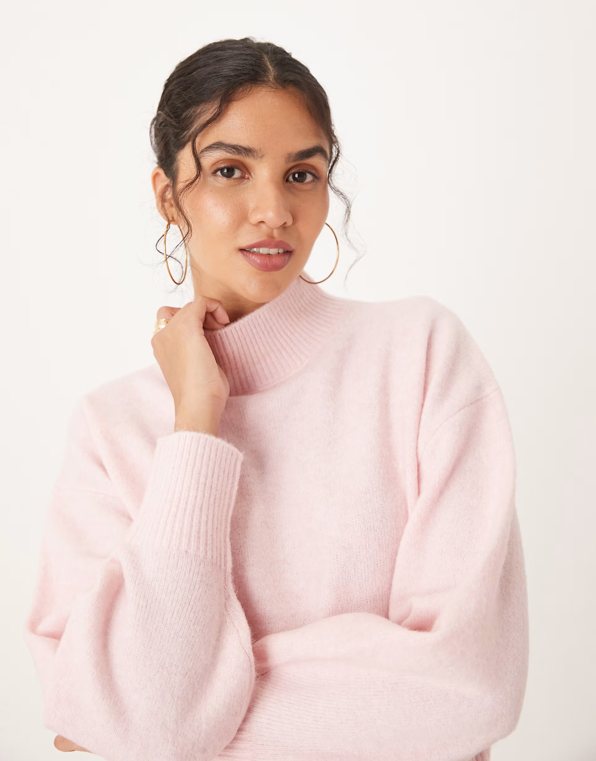 ASOS DESIGN high neck sweater in light pink | ASOS | ASOS (Global)